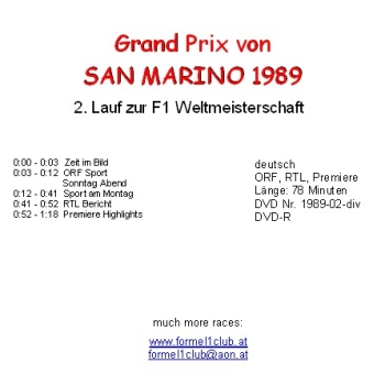 Preview: 1989 02 San Marino / Imola; ALLE 4 DVD !