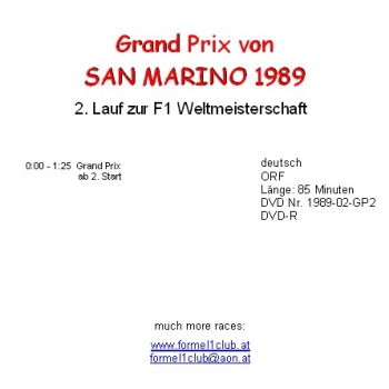 Preview: 1989 02 San Marino / Imola; ALLE 4 DVD !