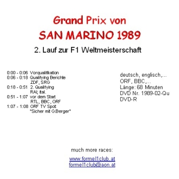 1989 02 San Marino / Imola; ALLE 4 DVD !