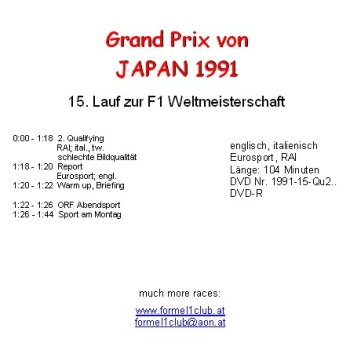 Preview: 1991 15 Qualifying,... Japan Suzuka (= 2 DVD !)