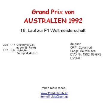 Preview: 1992 16 Australien / Adelaide