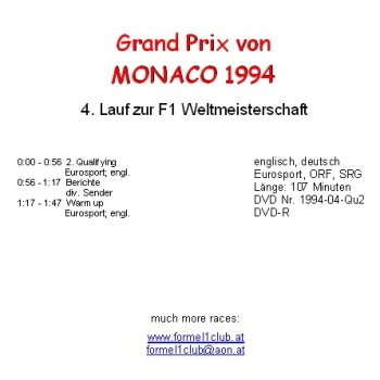 Preview: 1994 04 Qualifying Monaco Monte Carlo