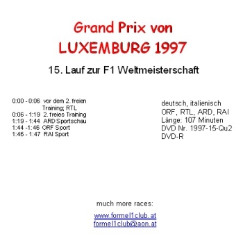 Preview: 1997 15 Qualifying Luxemburg Nürburgring