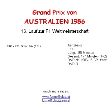1986 16 Australien / Adelaide (französisch)