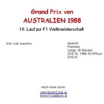 1988 16 Australien / Adelaide; Kurzfassung