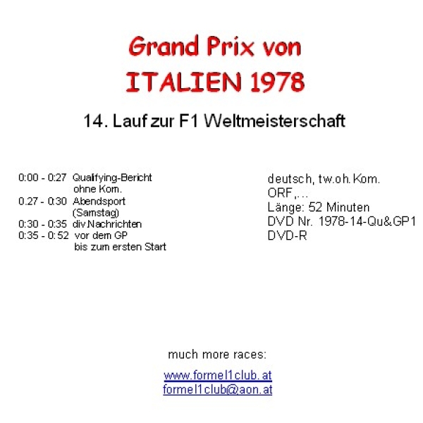 1978 14 Italien / Monza = 4 DVD !