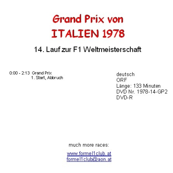 1978 14 Italien / Monza = 4 DVD !