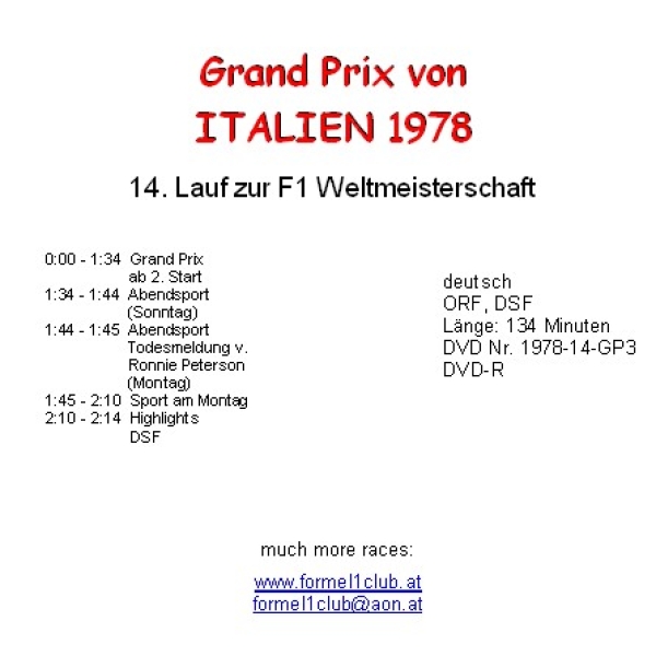 1978 14 Italien / Monza = 4 DVD !
