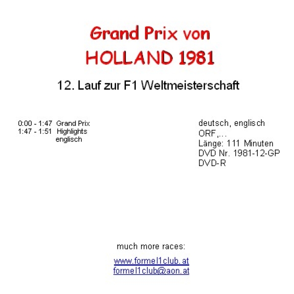 1981 12 Holland / Zandvoort