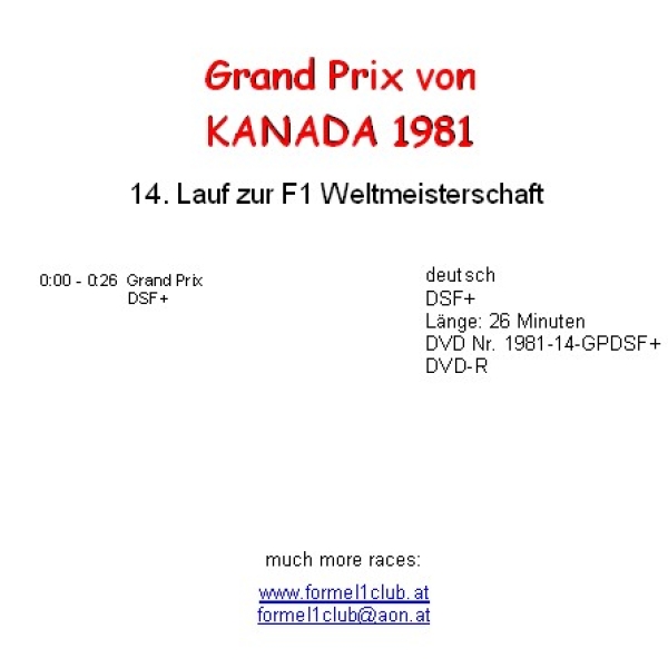 1981 14 Kanada / Montreal; DSF+