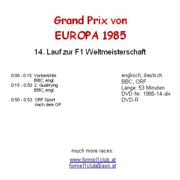 1985 14 Qualifying Europa Brands Hatch