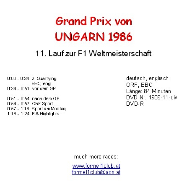 1986 11 Qualifying,... Ungarn Budapest
