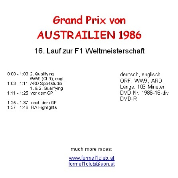1986 16 Qualifying,... Australien Adelaide
