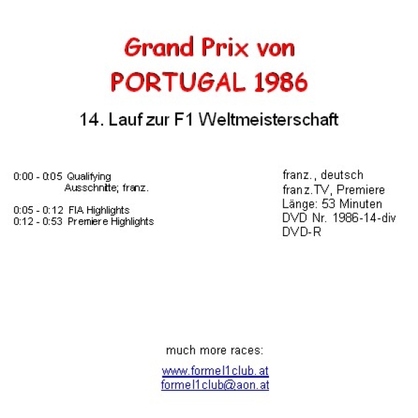 1986 14 Portugal / Estoril; diverses