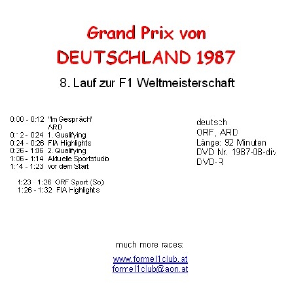 1987 08 Qualifying,... Deutschland Hockenheim