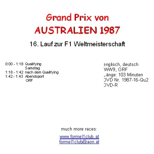 1987 16 Qualifying,... Australien / Adelaide