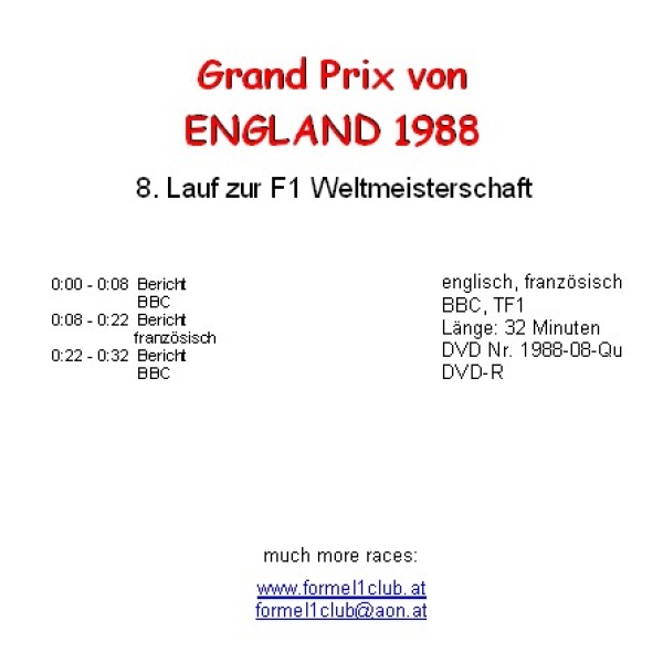 1988 08 Qualifying,... England / Silverstone