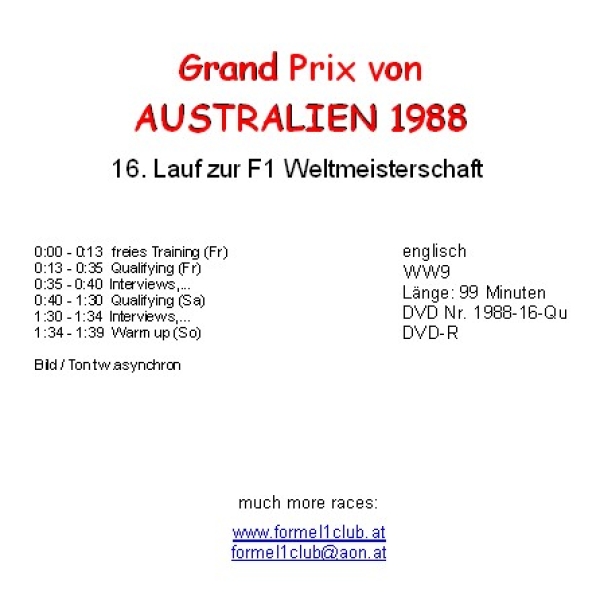 1988 16 Qualifying,... Australien / Adelaide
