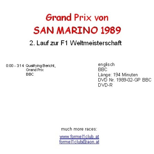 1989 02 San Marino / Imola; BBC