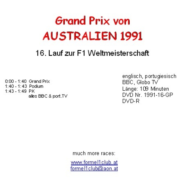 1991 16 Australien / Adelaide; engl. & spanisch