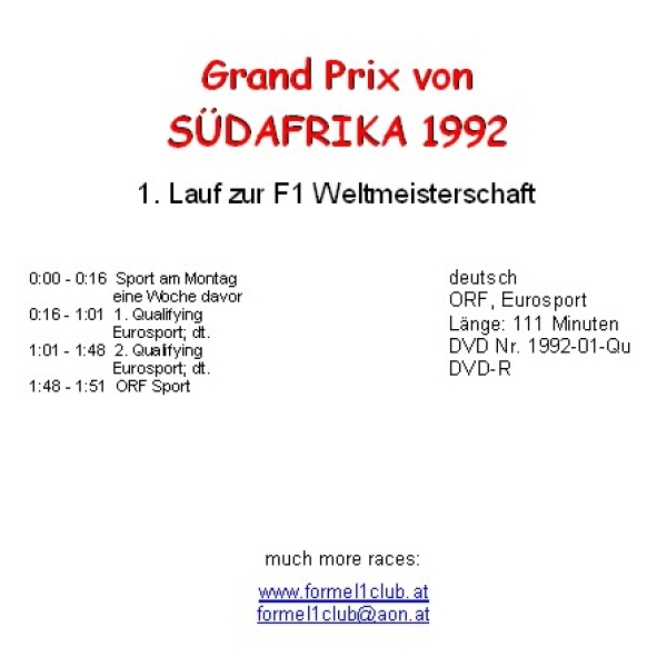 1992 01 Qualifying Südafrika Kyalami