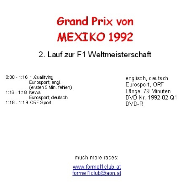 1992 02 Qualifying Mexiko Mexiko City