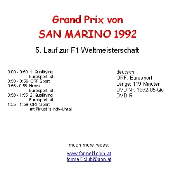 1992 05 Qualifying San Marino Imola
