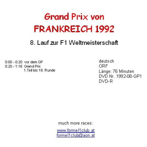 1992 08 Frankreich / Magny  Cours
