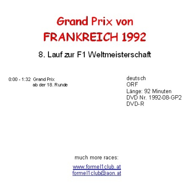 1992 08 Frankreich / Magny  Cours