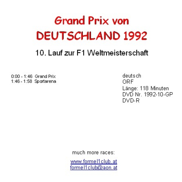 1992 10 Deutschland / Hockenheim