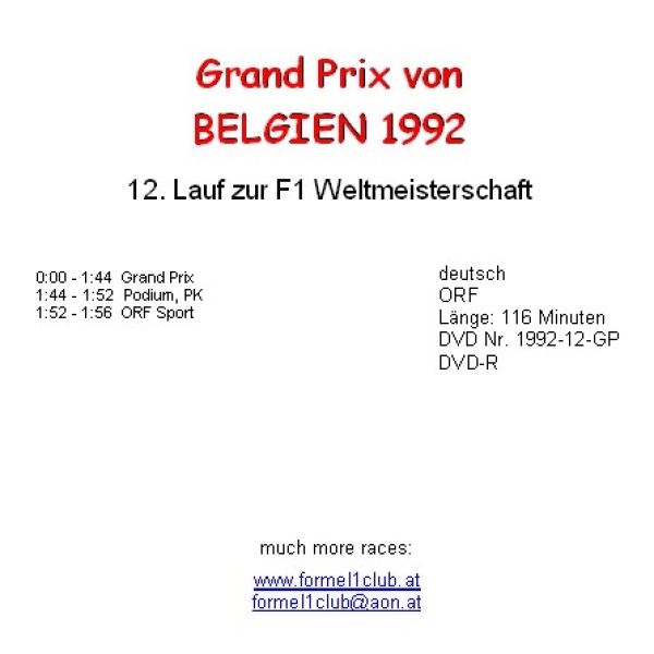 1992 12 Belgien / Spa