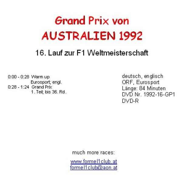 1992 16 Australien / Adelaide