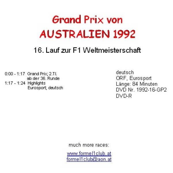 1992 16 Australien / Adelaide