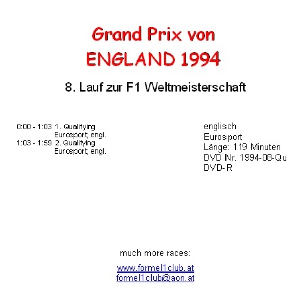 1994 08 Qualifying England Silverstone