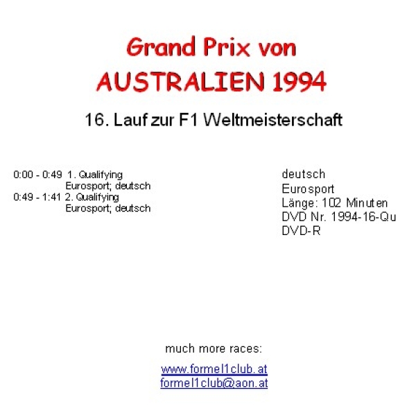 1994 16 Qualifying Australien Adelaide