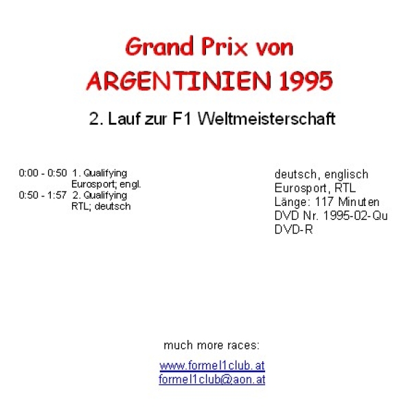 1995 02 Qualifying,... Argentinien Buenos Aires