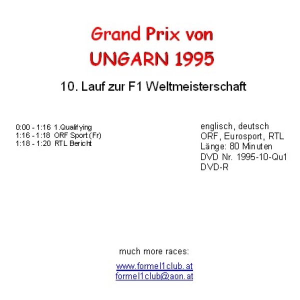 1995 10 Qualifying,... Ungarn Budapest