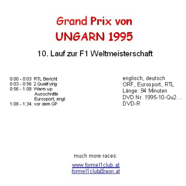 1995 10 Qualifying,... Ungarn Budapest