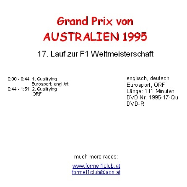 1995 17 Qualifying,... Australien Adelaide