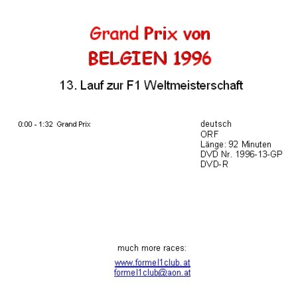 1996 13 Belgien / Spa