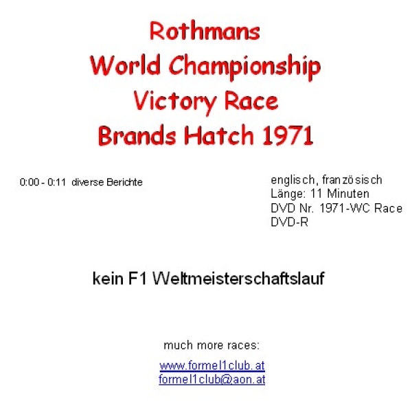 1971 Brands Hatch - Rothmans World Championship Victory Race