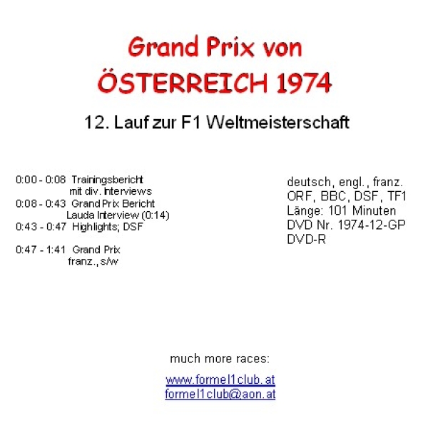 1974 12 Österreich / Zeltweg (101min)
