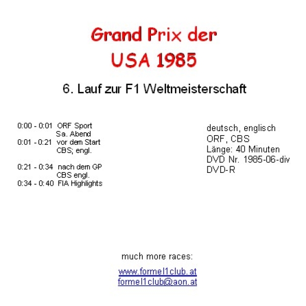 1985 06 vor- & nach dem GP USA/  Detroit
