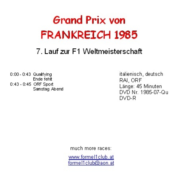 1985 07 Qualifying,... Frankreich / LeCastellet