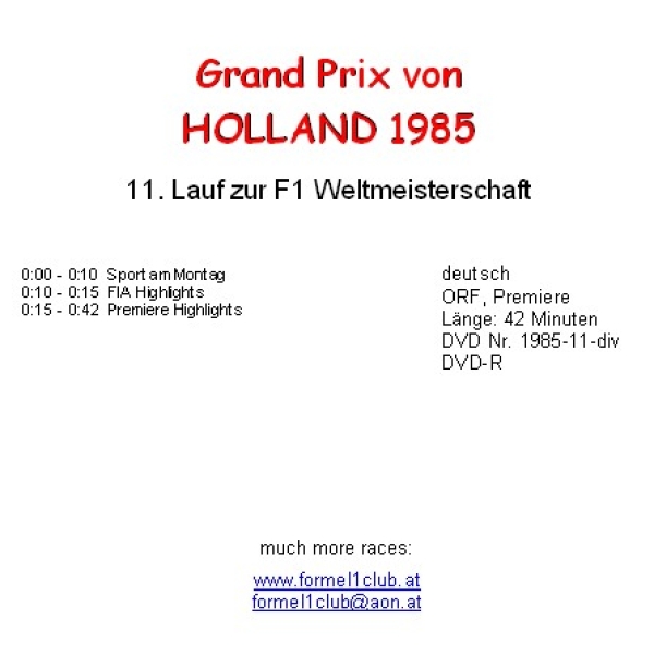 1985 11 Berichte Holland / Zandvoort