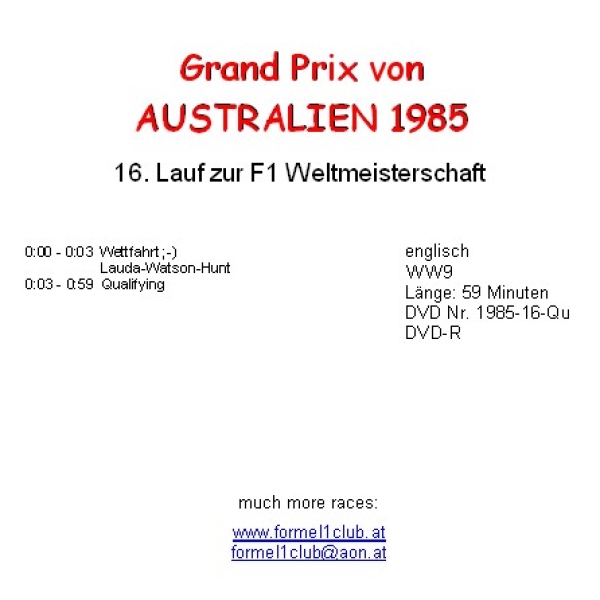 1985 16 Qualifying Australien / Adelaide