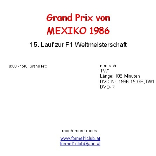 1986 15 Mexiko / Mexiko City; VOLL-VERSION !