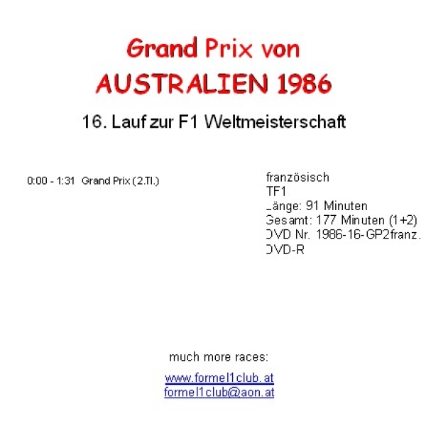 1986 16 Australien / Adelaide (französisch)