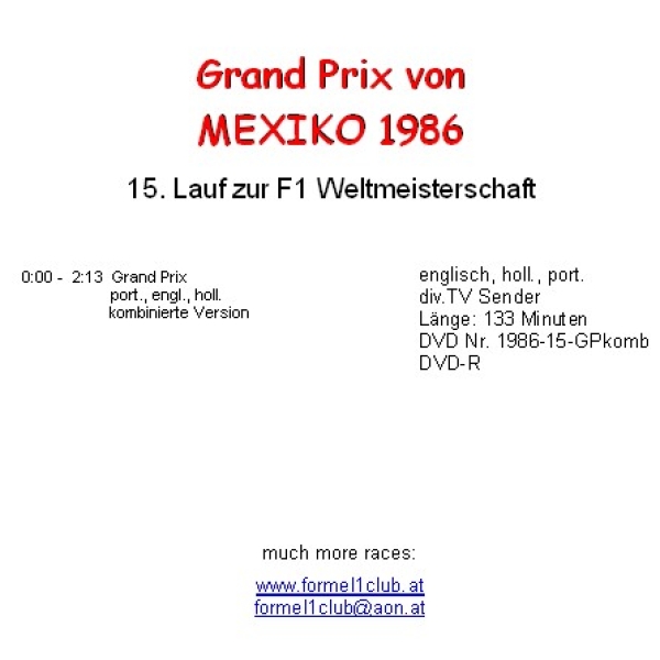 1986 15 Mexiko / Mexiko City; kombinierte Version
