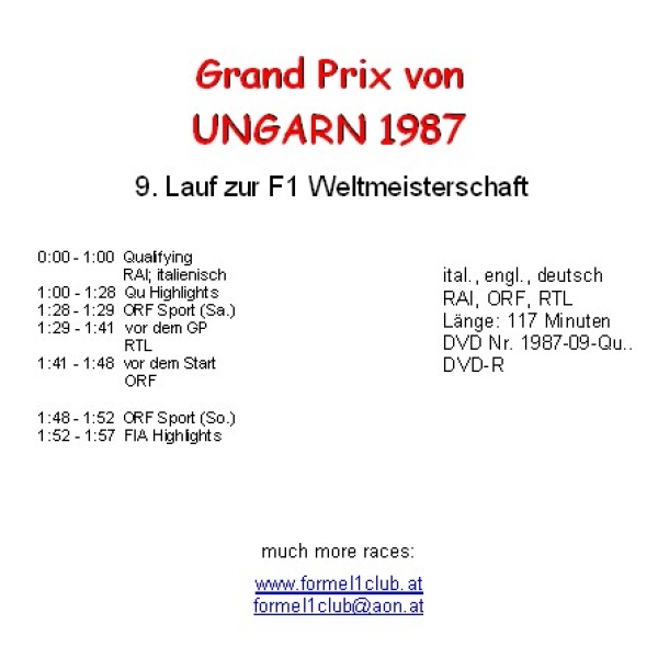 1987 09 Qualifying,... Ungarn / Budapest